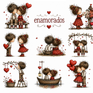 Clipart "Dia de Enamorados" - 12 ilustrações PNG