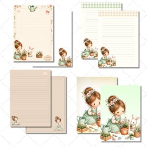 Papel de Carta Digital - Luna no Jardim
